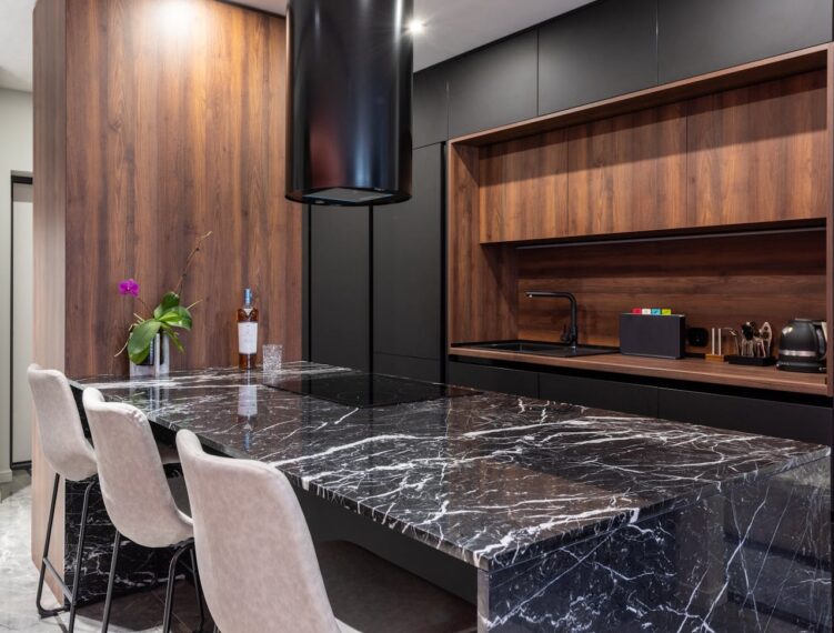 marble countertop in a luxury kitchen